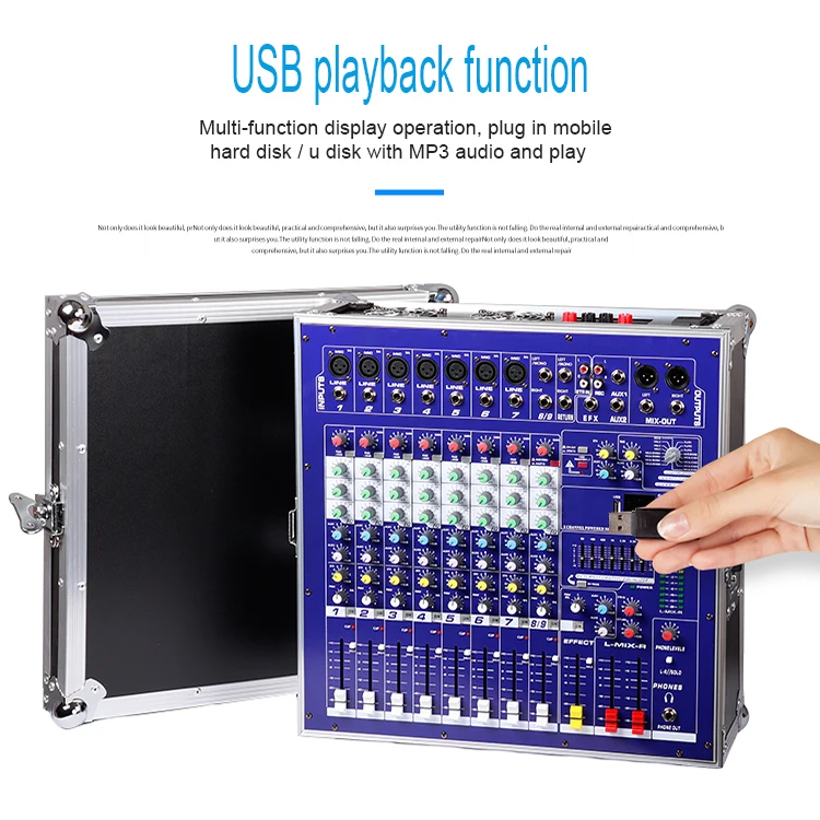 GAX-960E DJ Mixer 8 Channel USB Blueteeth Mixing Console High Power Audio Stage Equipment 48V Phantom Power DSP Digital Effects