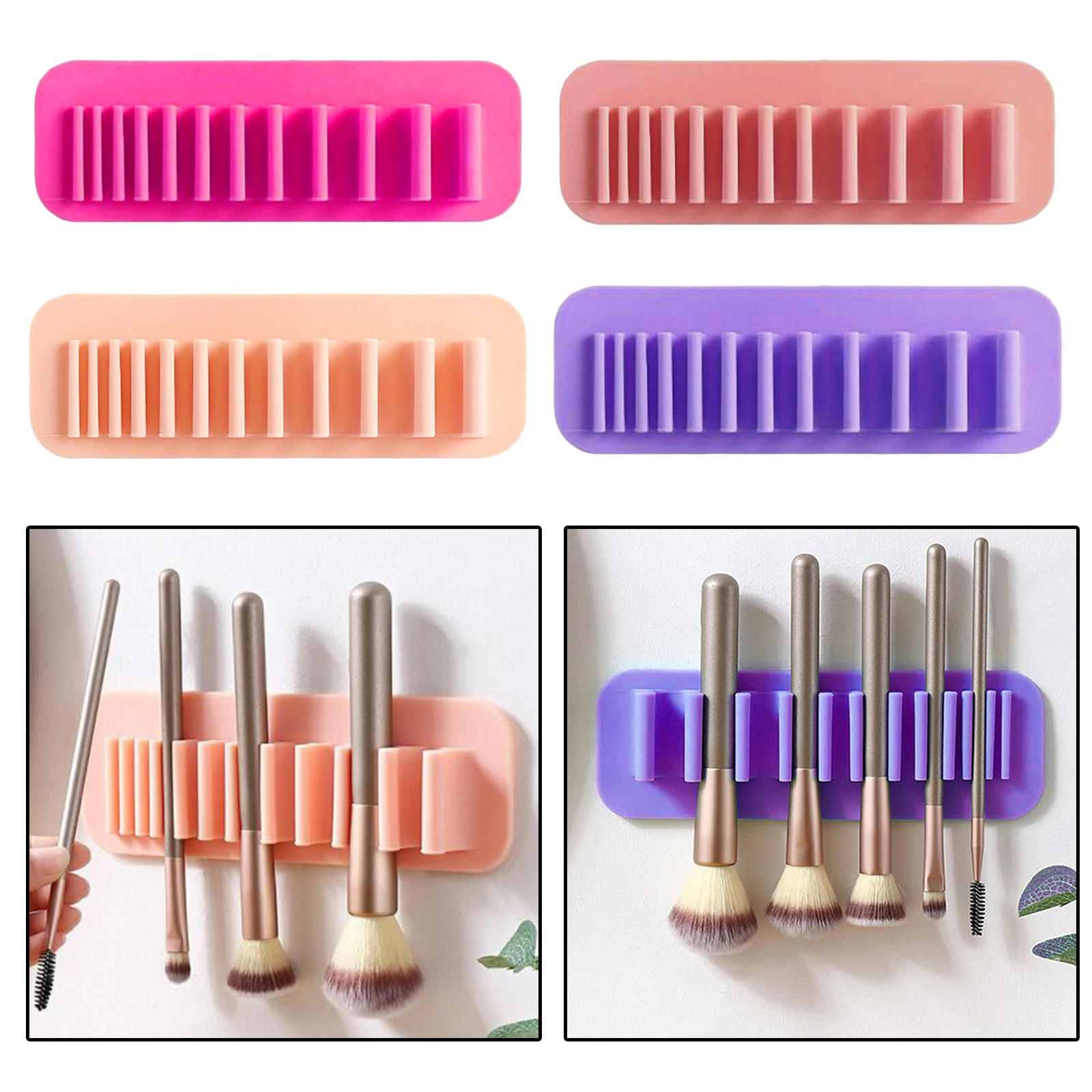 Silicone Wall Mount Nail Makeup Brush Holder Display Rack Shelf Stand Hanger Case Space Saving Beauty Cosmetic Tools