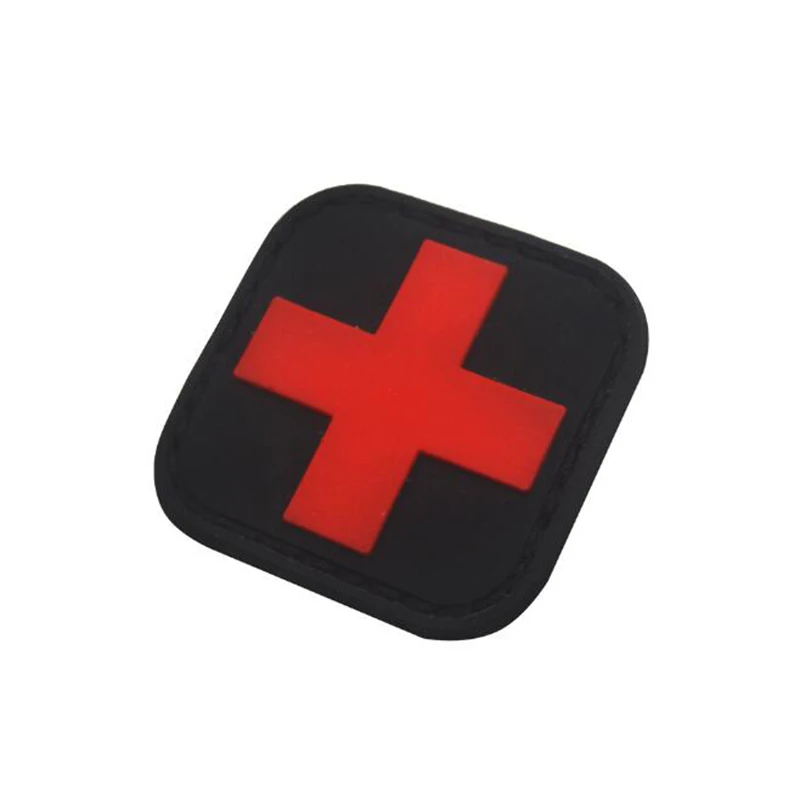 PVC Rubber Black Cross Flag Swiss Cross Medical Rescue Nursing Staff Tactical Soldier Backpack Embroidery Paste Armband