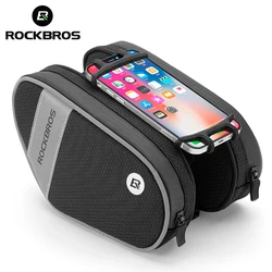 ROCKBROS Bicycle Bag Front Tube Waterproof Touch Screen Parcel Reflective Big Capacity Separate Storage Pocket Bike Accessories