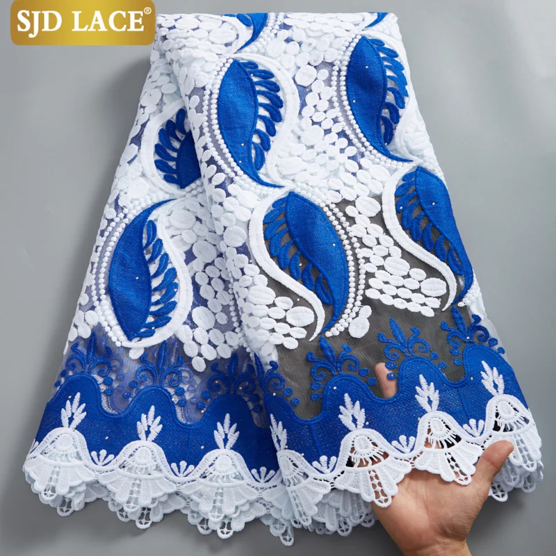 SJD LACE Guipure Cord Lace Embroidery Milk Silk 2024 High Quality African French Tulle Lace Fabric Women Wedding Materials 2624