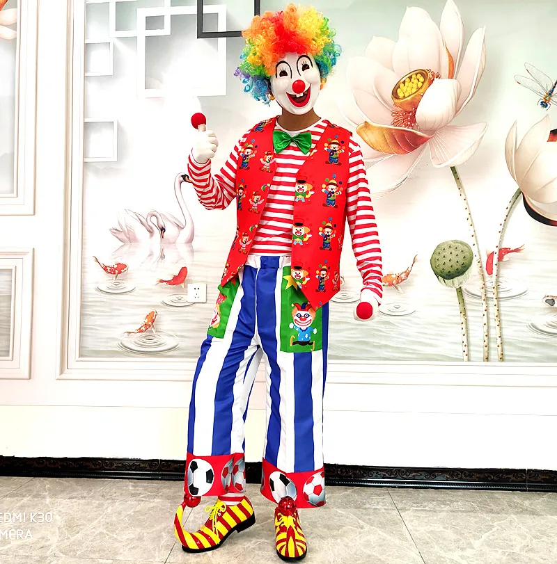 Funny Clown Costume For Adult Circus Outfit Fancy Dress Up Joker Costume Masqurade Party Supplies New Year Festival Performance