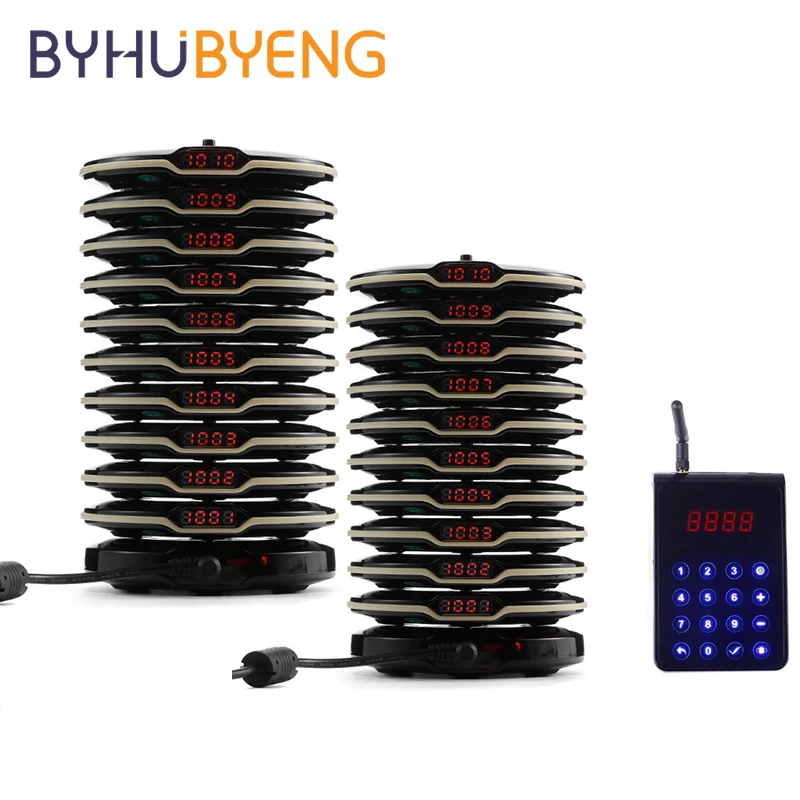 BYHUBYENG NO Queue Waiting Number Calling System Long Range Pager Wireless Waiter Restaurant Supplies Keyboard Display Paging