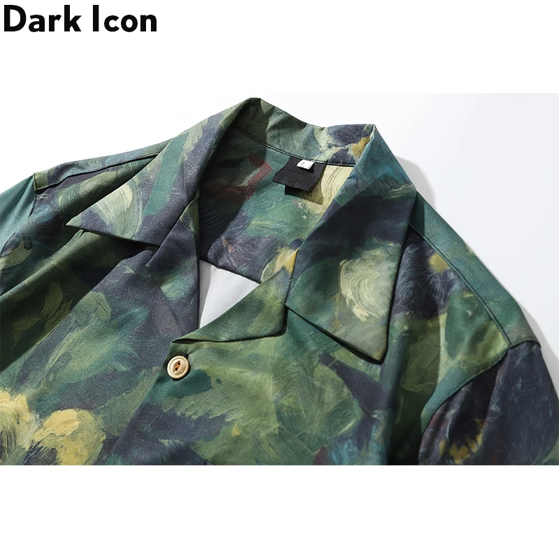 Dark Icon Hand Malen Volle Gedruckt Hawaiian Shirts Männer 2020 Sommer Straße männer Hemd