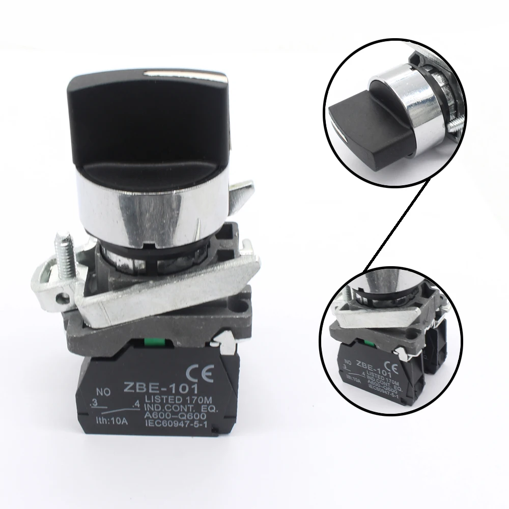 ManHua XB4-BD53 220V electrical standard handle  stay Momentary push button switch spring return