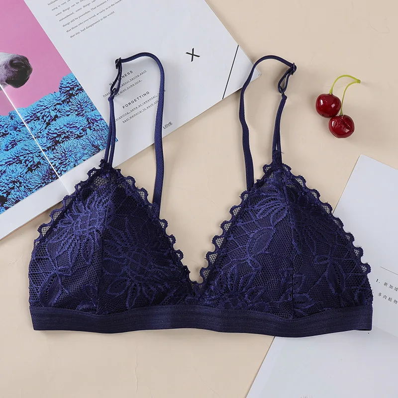 Sexy Deep V Bras for Women Triangle Cup Bralette Ladies Soft Underwear Adjustable Push Up Bra Sexy Lingerie