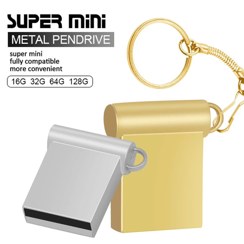 (over 10pcs free logo) Super mini USB 2.0 Flash Drive Key Ring metal  pendrive 64gb 32gb 16gb Pen drive 8gb 4gb cle usb stick