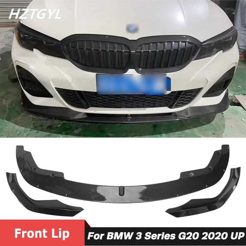 AC Style Carbon Fiber Material Front Bumper Lip For BMW 3 Series G20 G28 Sport Model Car 2018 Up