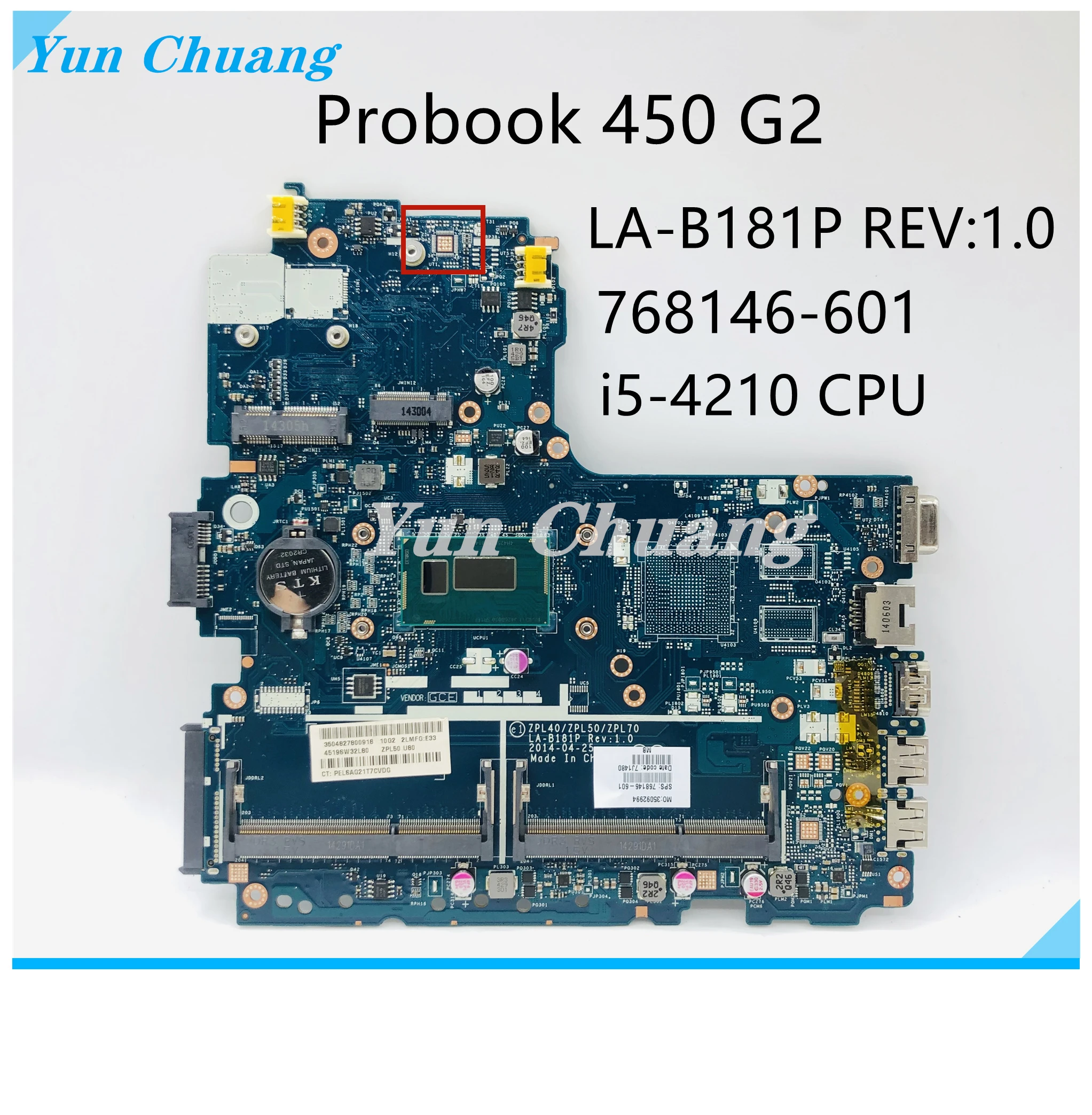 

Материнская плата для ноутбука HP Probook 768146 G2 601 G2, 768146-501, 450-440