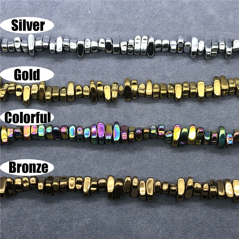 4 Colors Hematine Beads 5-8mm Natural Loose Cube Faceted Cut Nugget Iron Ore Stone DIY