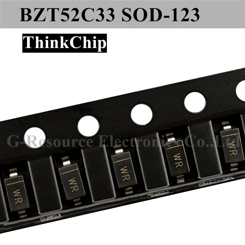 (100ชิ้น) BZT52C33 SOD-123 BZT52 33โวลต์ SOD123 SMD 1206แรงดันไฟฟ้าเสถียรไดโอด (ทำเครื่องหมาย WR)