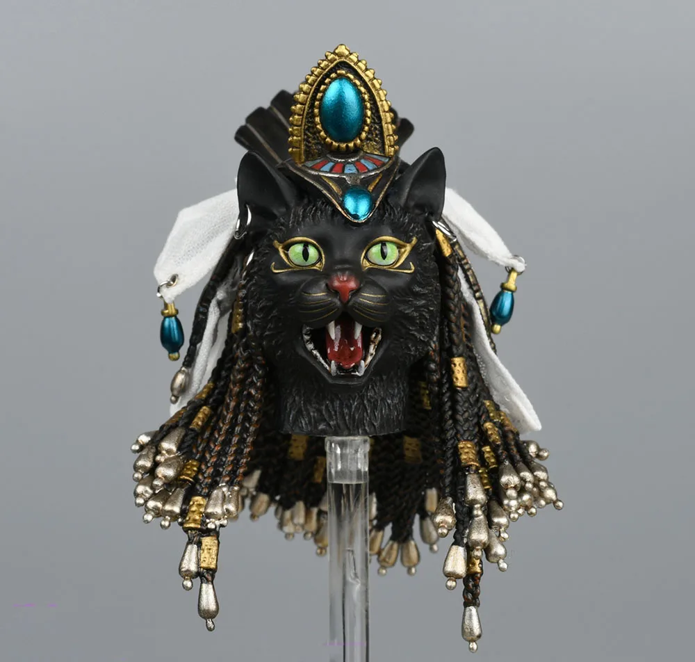 

1/6 TBLeague PL2021-181 A Cat Goddess Bastet Black Version Open Mouth Head Sculpture Model For Fans Collection