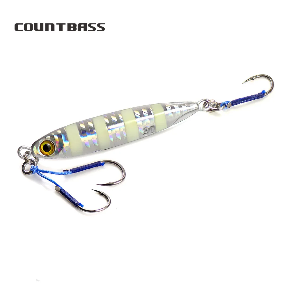 Countbass Shore Slim Casting Metal Jigs 3PCS 10g 15g 20g 30g 40g with Assist hooks Pesca Jigging Lure Saltwater Fishing Bait