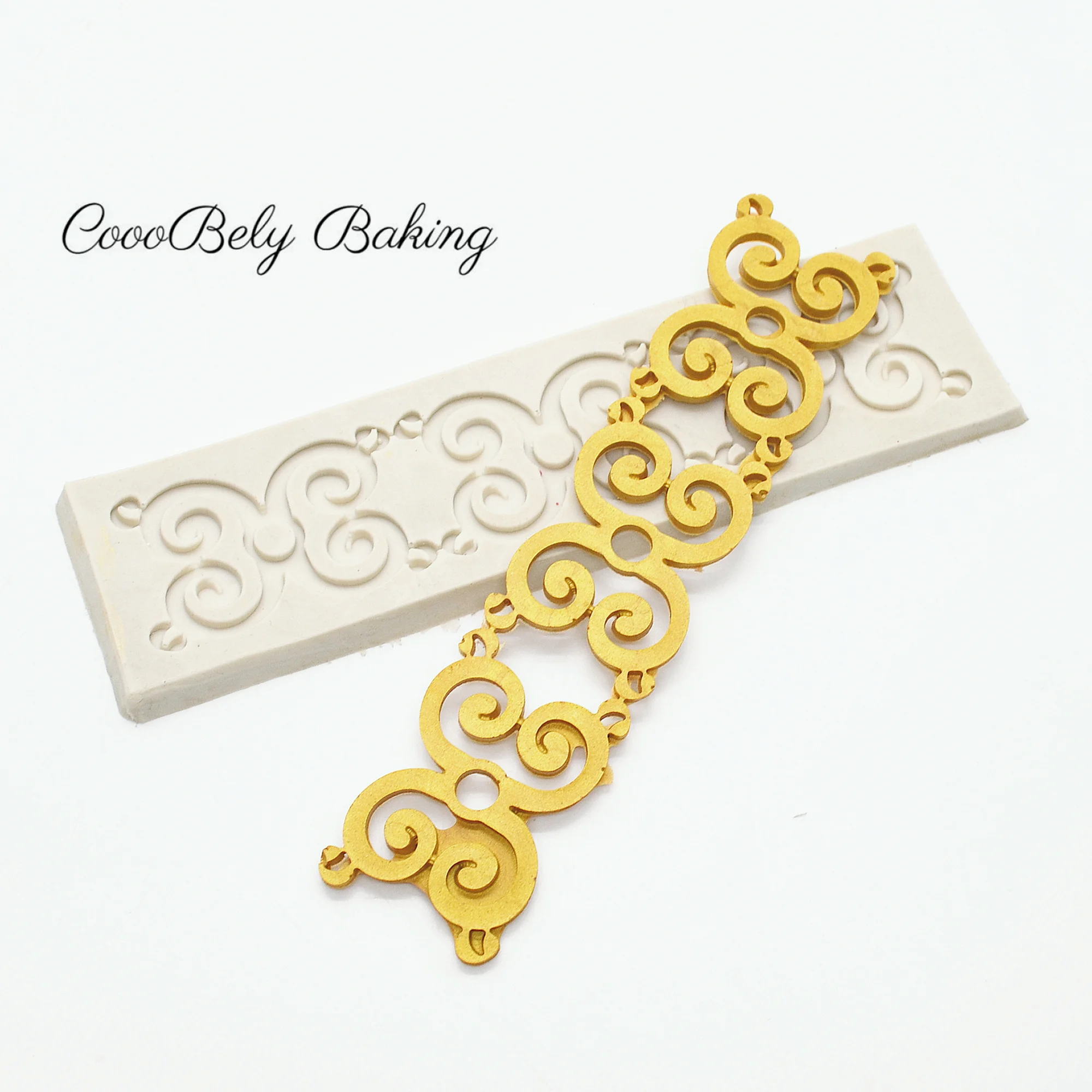 Flower Lace Craft Baroque Scroll Relief Silicone Mold Cake Decorating Tools Fondant Chocolate Candy Mold Cupcake Baking M884