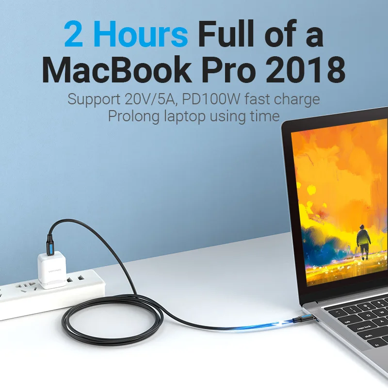 Кабели Vention 100 Вт USB-C к USB Type C для Samsung S20 PD Кабель для быстрой зарядки для Macbook Pro Поддержка переключателя Quick Charge 4.0