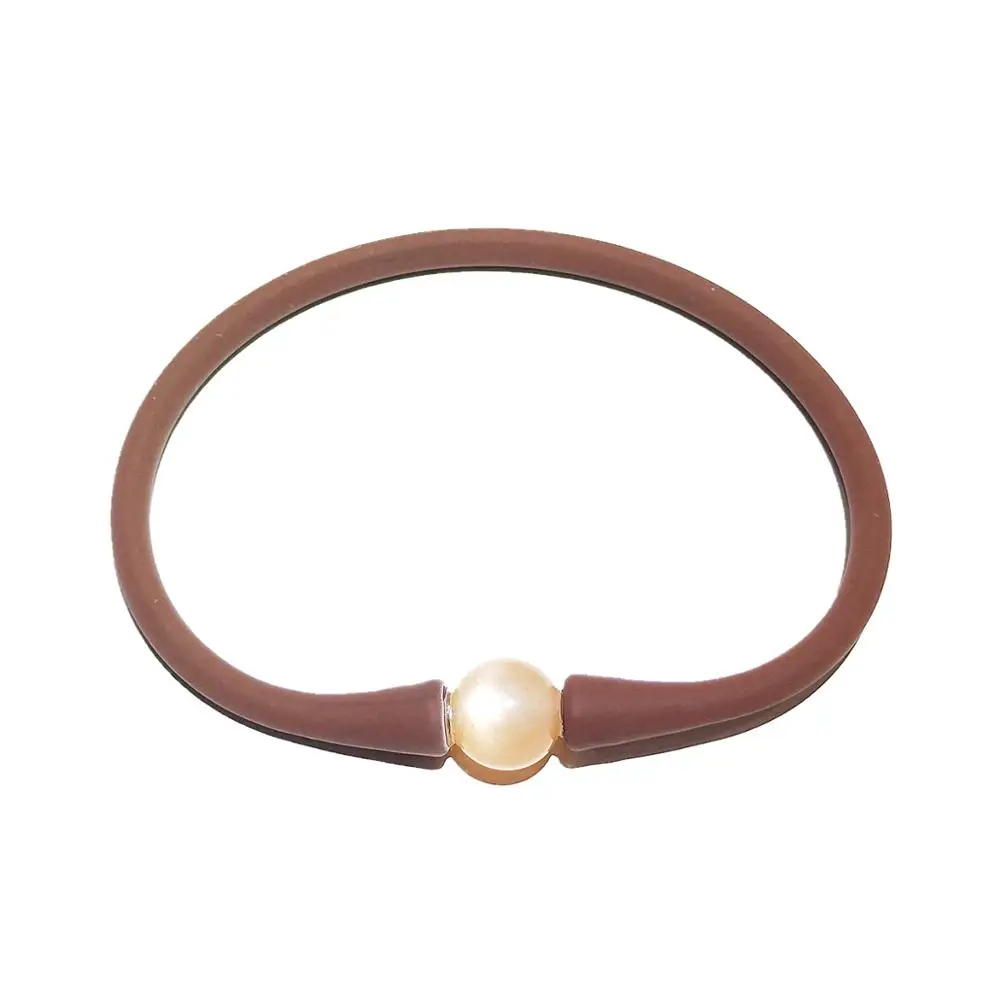 

Lii Ji Genuine Orange Moonstone Sunstone Silicone Bracelet Bijouterie Best Gift for Women Men Casual Waterproof Bracelet