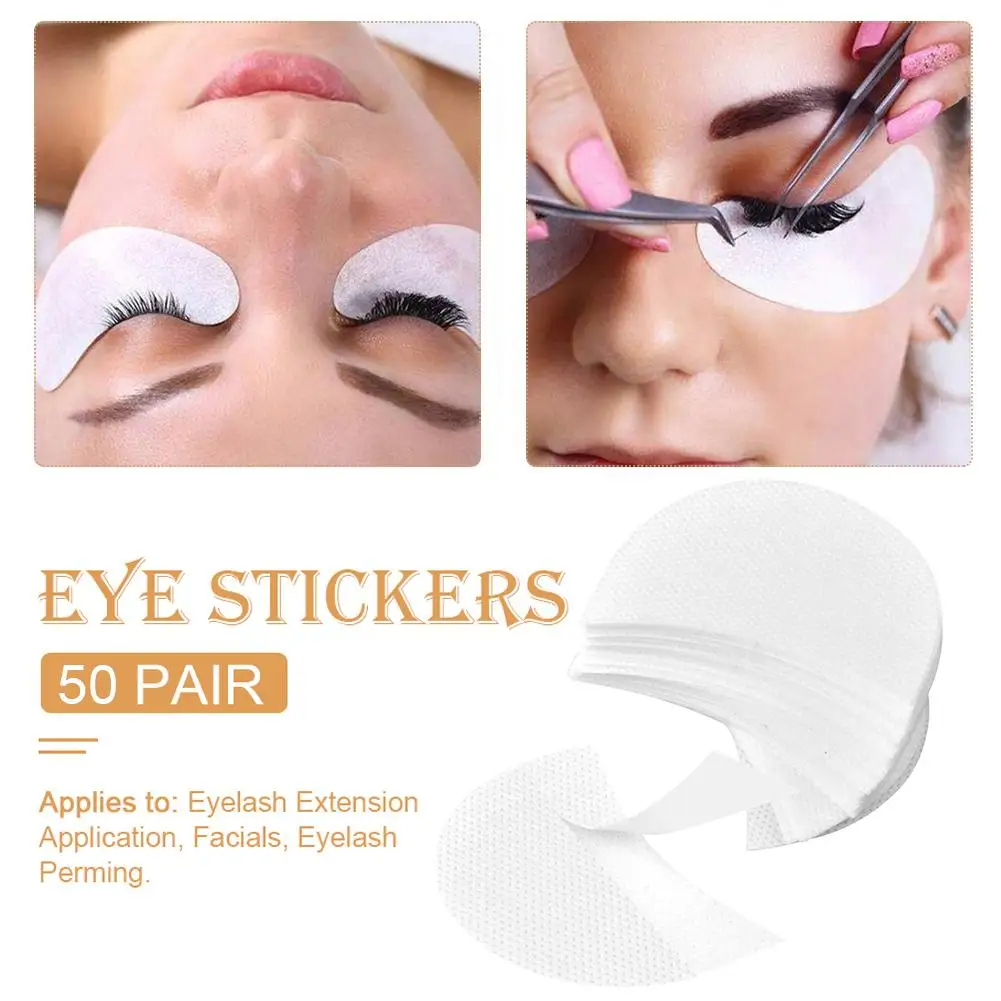 Coussinets sous les yeux en gel non pelucheux, patchs pour les yeux, extension de cils, tampon de greffage de faux cils, coussinets pour les yeux ombres à barrage, 50 paires par paquet