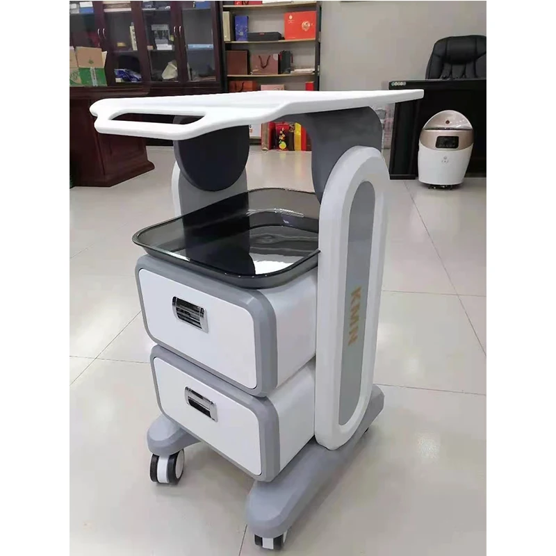 ABS The Double Drawer Aluminum Alloy Trolley Stand For Beauty Machine Assembled Trolley Cart SPA