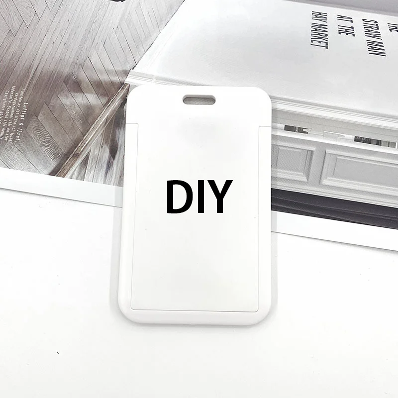 Customized Printing Logo ABS Badge Holder DIY Push Pull ID Card Holder