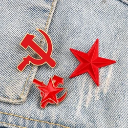 Retro USSR Symbol Enamel Pins Red Star Sickle Hammer Brooches Cold War Soviet CCCP Vintage Jewelry Lapel Badge Gifts For Friends