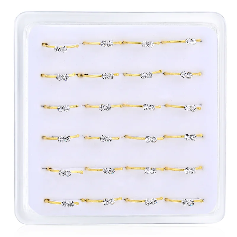 24pcs/set falešná nos obruč 925 mincovní stříbro dámská tělo piercing šperků 10mm zlato barva prsten chrupavka náušnice večírek dar nový