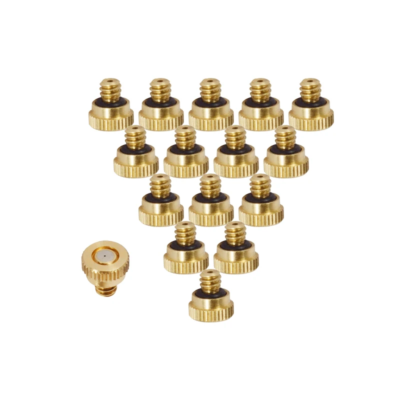 10PCS Threaded Brass Misting Nozzle 0.1-0.8mm Orifice Water Mister Parts Fog Nozzle For Patio Misting System Outdoor Cooling