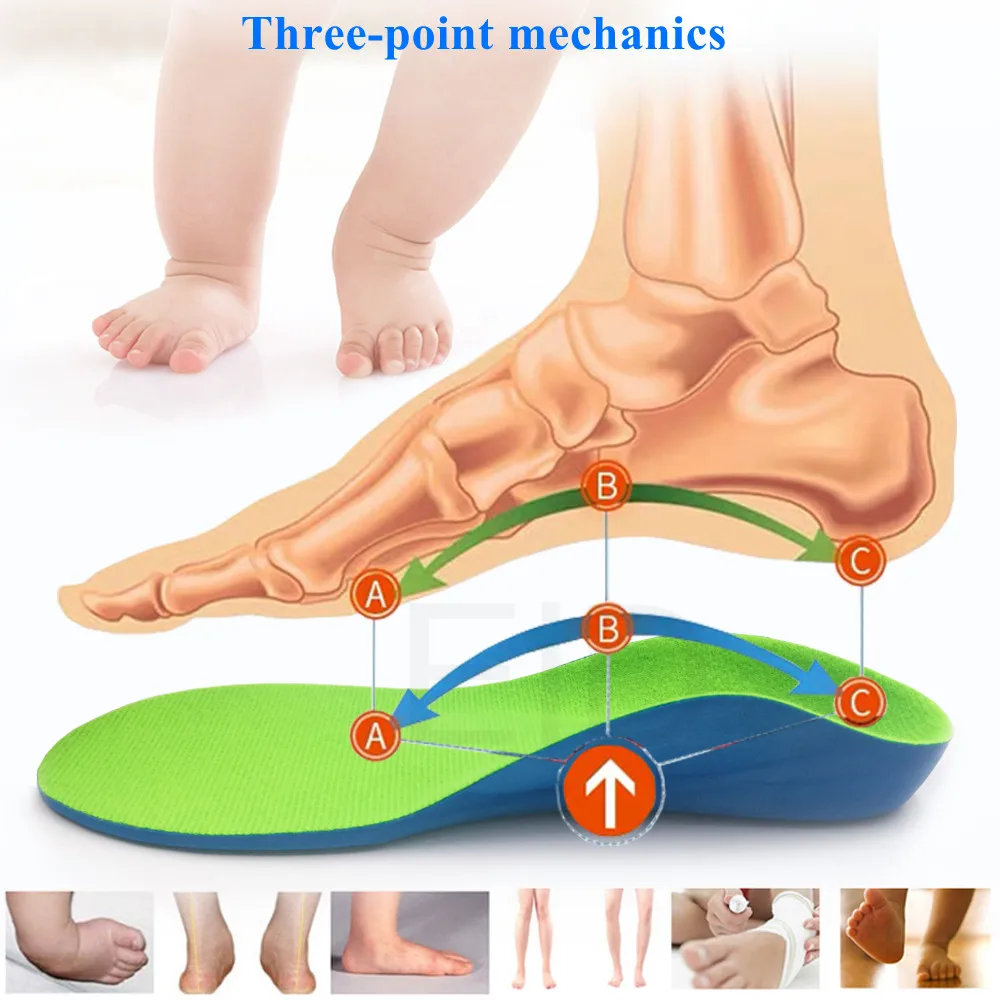 Palmilhas Ortopédicas EVA 3D para Crianças e Crianças, Pés Chatos, Suporte de Arco, OX-Legs, Sapatos Ortopédicos, Inserção para Cuidados com os Pés