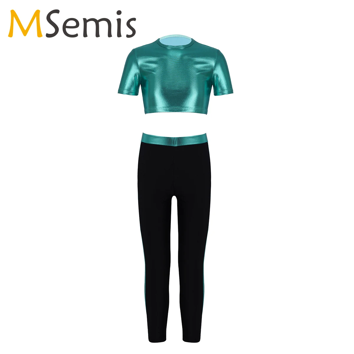 

Kids Girls Tracksuits Dancewear Workout Gymnastics Outfits Sport Crop Top with Pant Leggings Set Teenage Ballet Dance Outfits