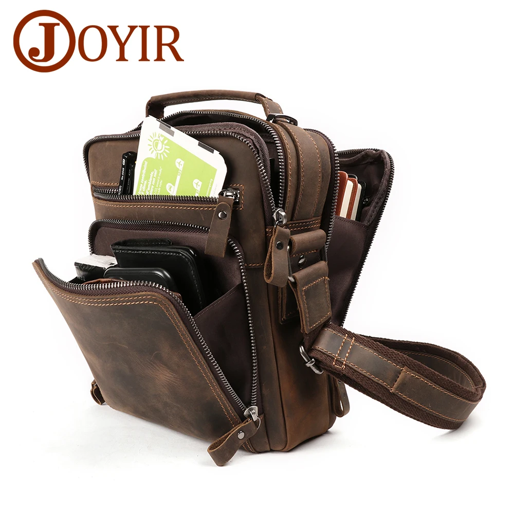 JOYIR New Genuine Leather Men Vintage Handbags Small Flap Men's Shoulder Bag Casual Office Messenger Bags Fashion Crossbody Bag