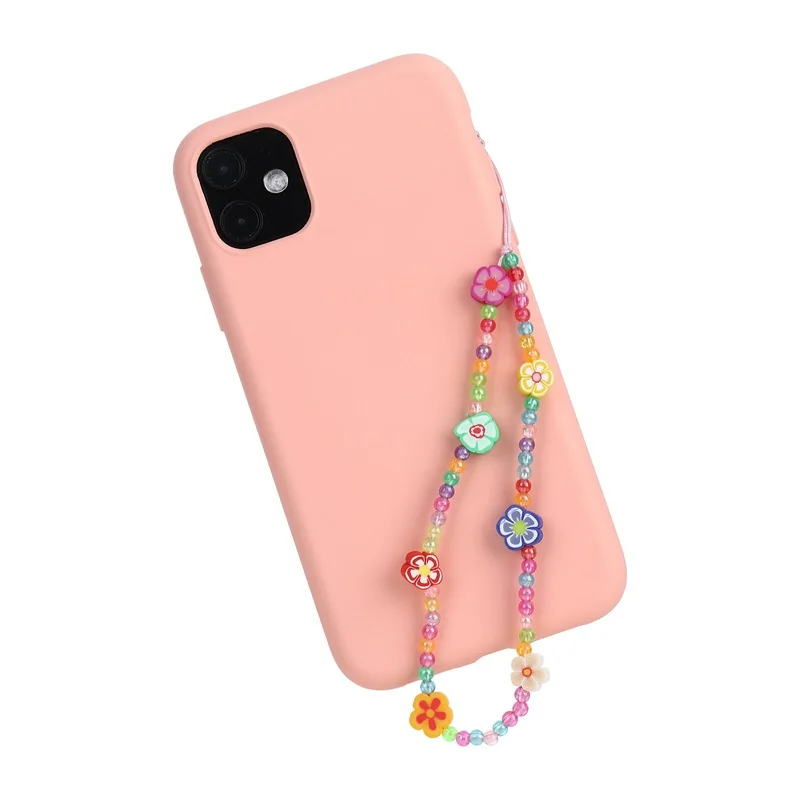 BLUE STAR 2021 Trendy Flower Smile Phone LOVE Letter String Wristband Mobile Phone Chain For Women Strap Lanyard Bohemia Pearl B