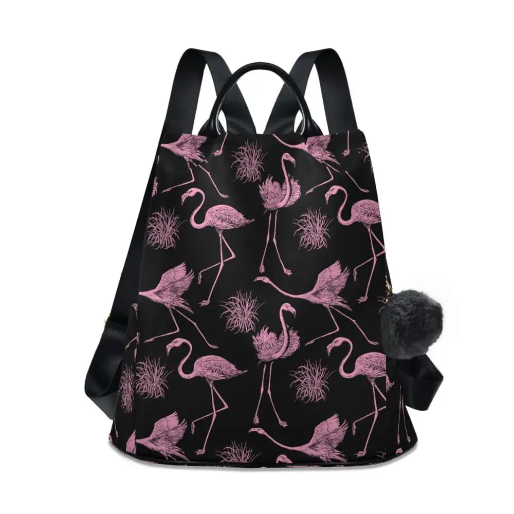 

2020 High Quality Polyester Women Backpack Anti-theft Flamingo Travel Backpack Women Large School Bags for Teenage Girls mochila