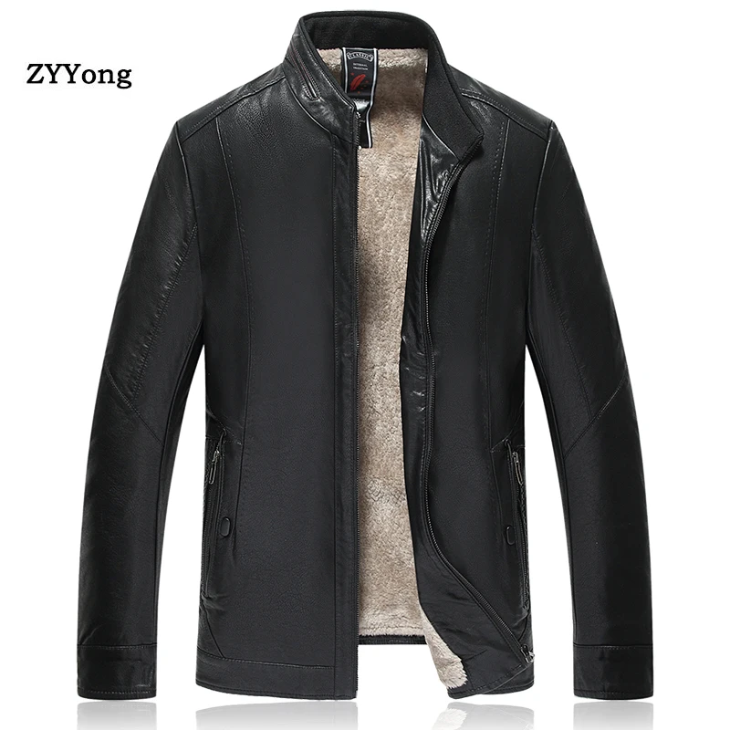 

2020 New Winter Plus Velvet Men Leather Suede Jacket Fashion Brand Quality Velvet Lined Faux Leather Coats Male Leather Jackets