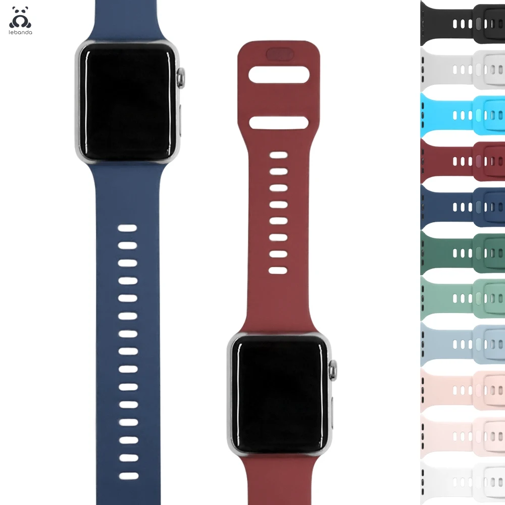 Lebanda silicone strap for Apple Watch series 7 6 SE 5 4 3 2 sport band for iWatch 41 45mm fashion design buckle wrist