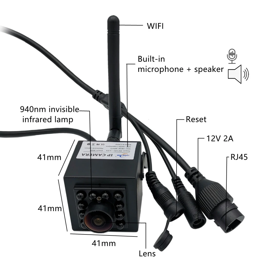 Широкоугольная мини-ИК IP-камера 4K 5 Мп 2 МП, слот для TF-карты, 940 ИК камера ночного видения, аудио, Двусторонняя голосовая связь, внутренняя связь для часов Bird Nest