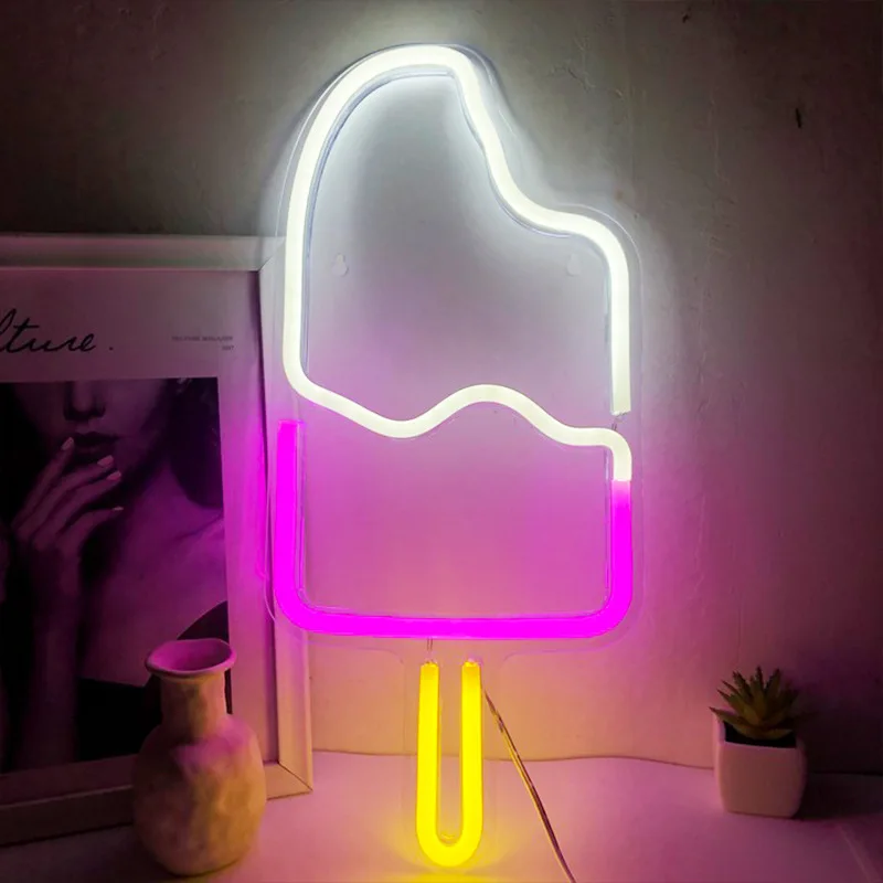 

USB Powered LED Neon Light Sign, Summer Beer, Ice Cream Bar, Wall Lights, Room Party Decor, Kids Birthday Gift