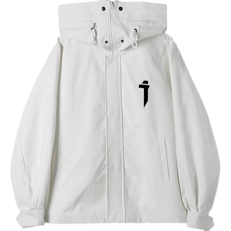 Men's clothes Harajuku Hiphop Fashionable functional style high collar cap coat loose retro zipper cardigan Jacket Vaporwave