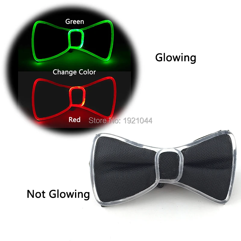 Multifunction LED Light up Bow Tie Change color Red/Green Flashing Bow Tie LED Necktie for Club Cosplay Glow Party Decoration