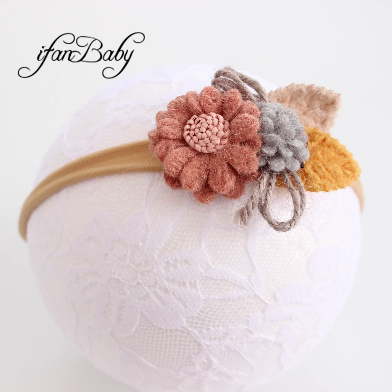 Soft Warm Flower Headband Nylon Elastic Headband For Baby Girl