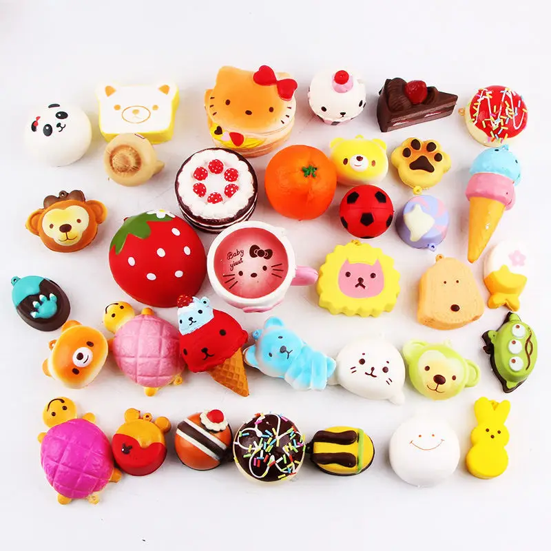 10Pcs/Set Kawaii Soft Squishy Slow Rising Bread Cake Donut Food Animal Toys For Children Kids Cute Stress Relief Toys Funny Gift