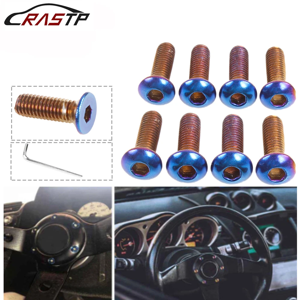 RASTP-6PC/Lot Burnt Titanium Steering Wheel Bolts Fit a lot of steering wheel Works Round Boss Kit RS-QRF022 QRF023