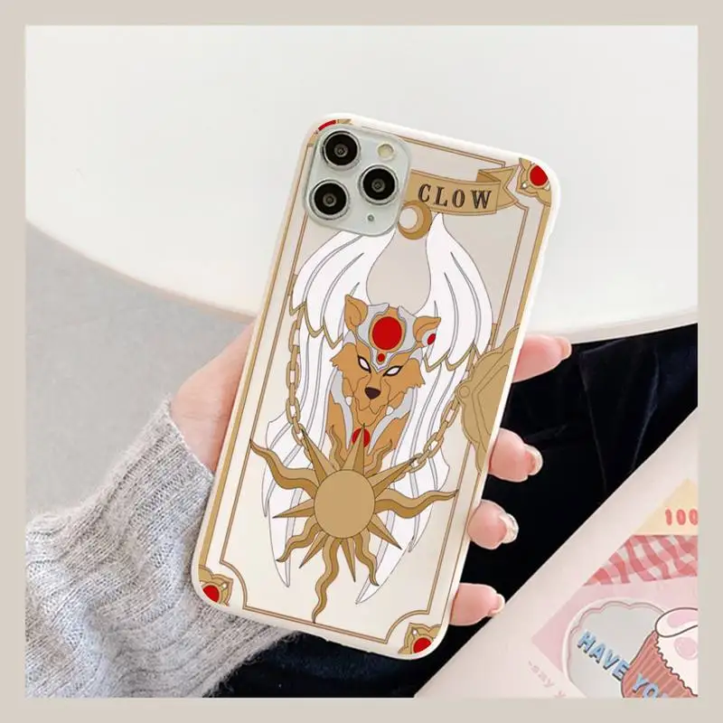 FHNBLJ Cartoon Card Captor Sakura Phone Case Soft Solid Color for iPhone 11 12 13 mini pro XS MAX 8 7 6 6S Plus X XR