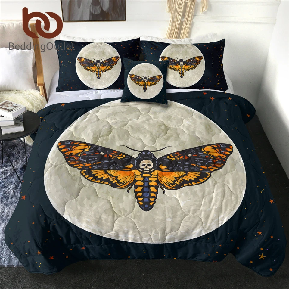 BeddingOutlet Moth Quilt Blanket Cartoon Bedding Throws for Kids Animal Bedspreads Moon Astrology Bed Cover Set Gothic Couette