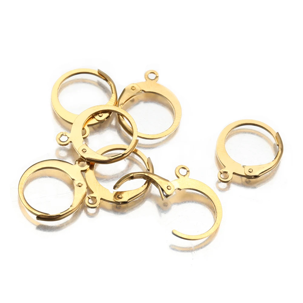 20Pcs Edelstahl Farbe Überzogene Ohrhaken Kreis Hoop Ohrringe Clip Haken Runde Anschlüsse Diy Für Schmuck Machen Zubehör