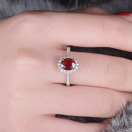 Classic natural ruby Red Stone Rings for Women 925 Sterling Silver Fashion Anniversary Jewelry For girls Christmas Day Gift