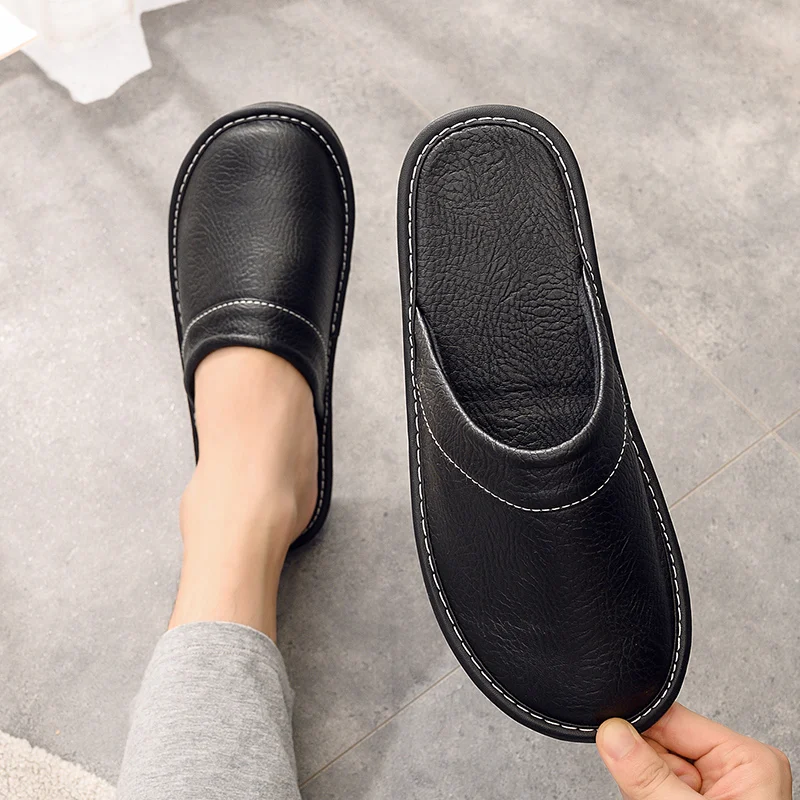 Luxury Brand Classic Faux Leather Slides Autumn 2021 Fashion Leather Slippers Women Indoor Shoes Female Slippers Fur Slides Men