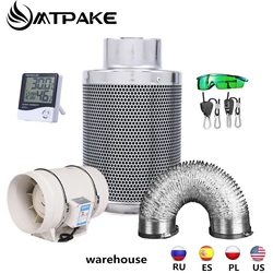 MTPAKE-ventilador de bajo ruido con viento de alta velocidad, 4/6/8 pulgadas, 8 unidades, filtro de carbono y 6 pies de conductos, Combo para ventilación de tienda de cultivo