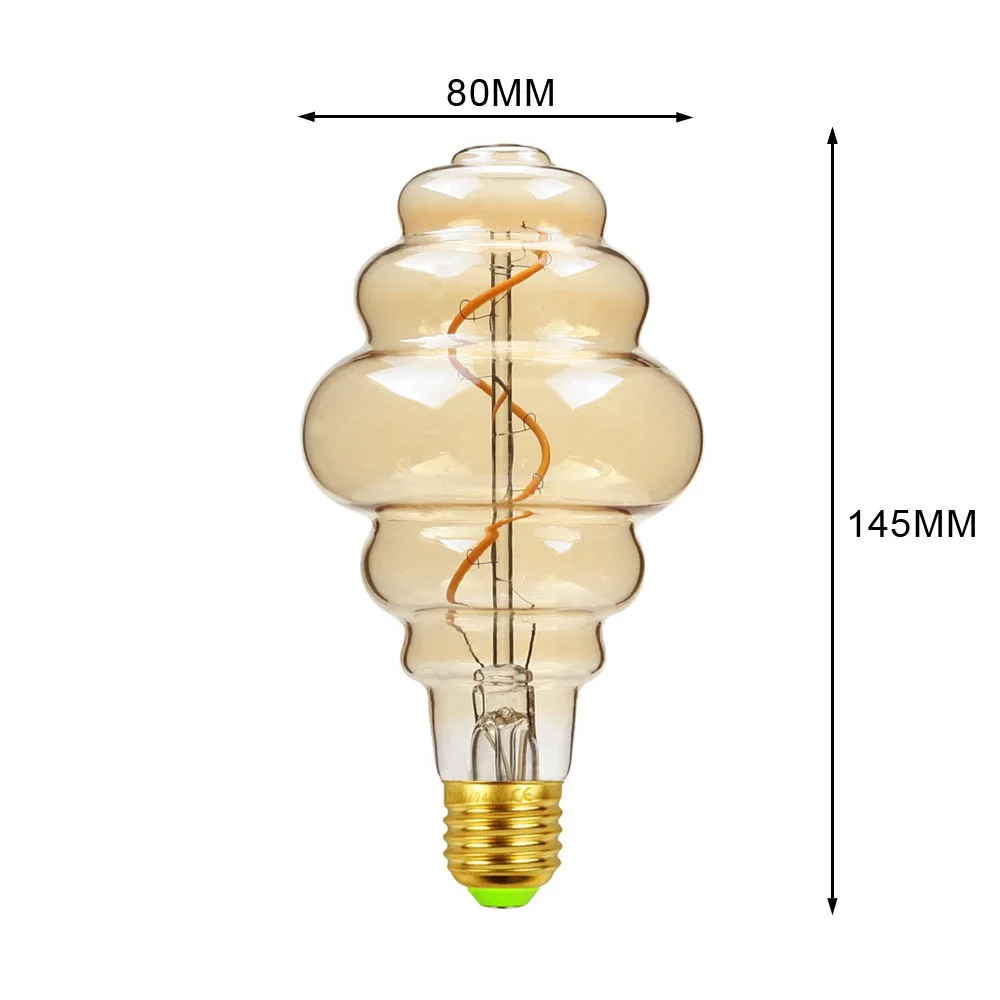 SuffHD-Ampoule LED Edison, Rétro, Loft, Décor Industriel, Bombilla, Lampe Vintage, Dimmable Lampada, 4W, 110V-220V, 2300K