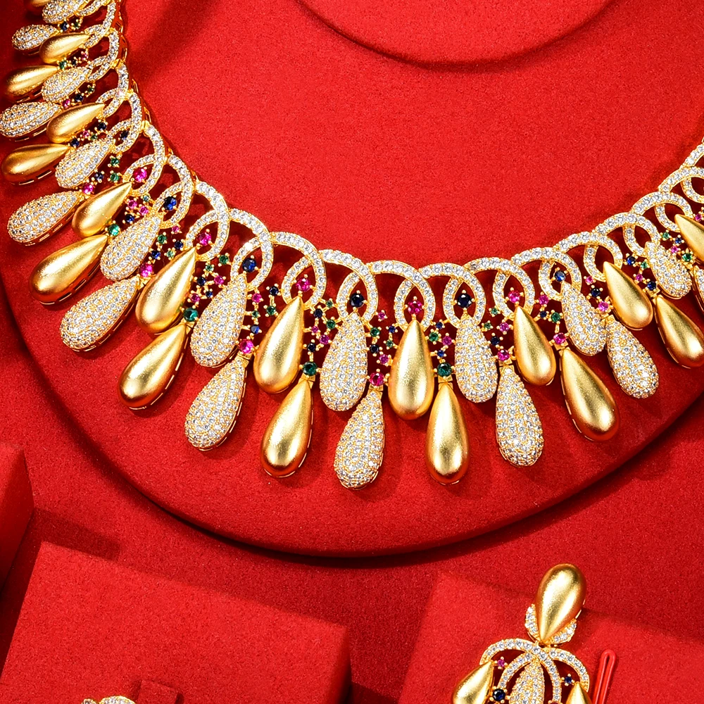 GODKI Famous Brand Bling Sequins Luxury Africa Dubai Jewelry Sets For Women Wedding Party Zircon Wedding Bridal Jewelry Set Gift