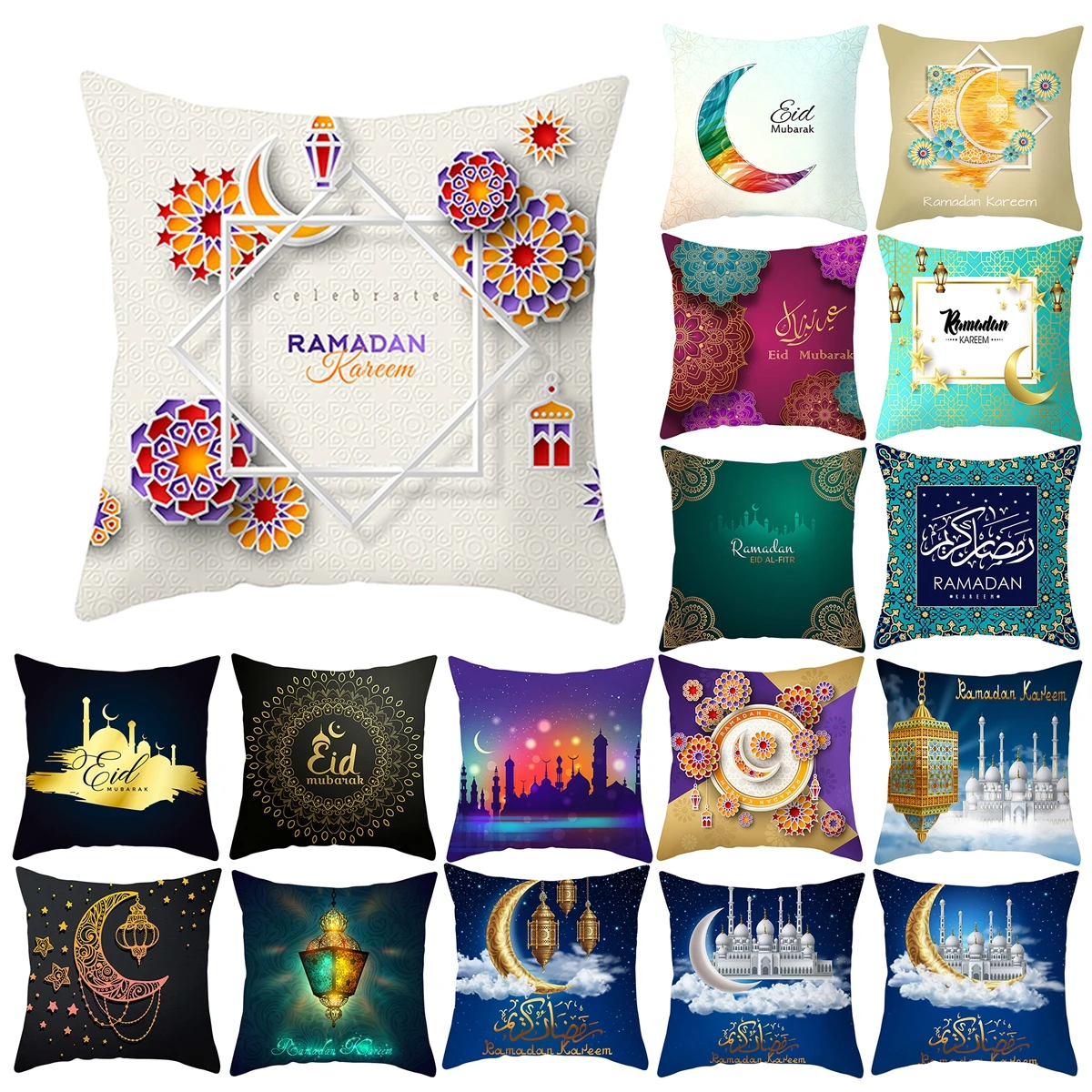 Capa de Almofada EID Mubarak, Decorações Ramadan para Casa, Decoração do Partido Islâmico Muçulmano, Ramadan Kareem, Fronha Ramada, EID Al Adha