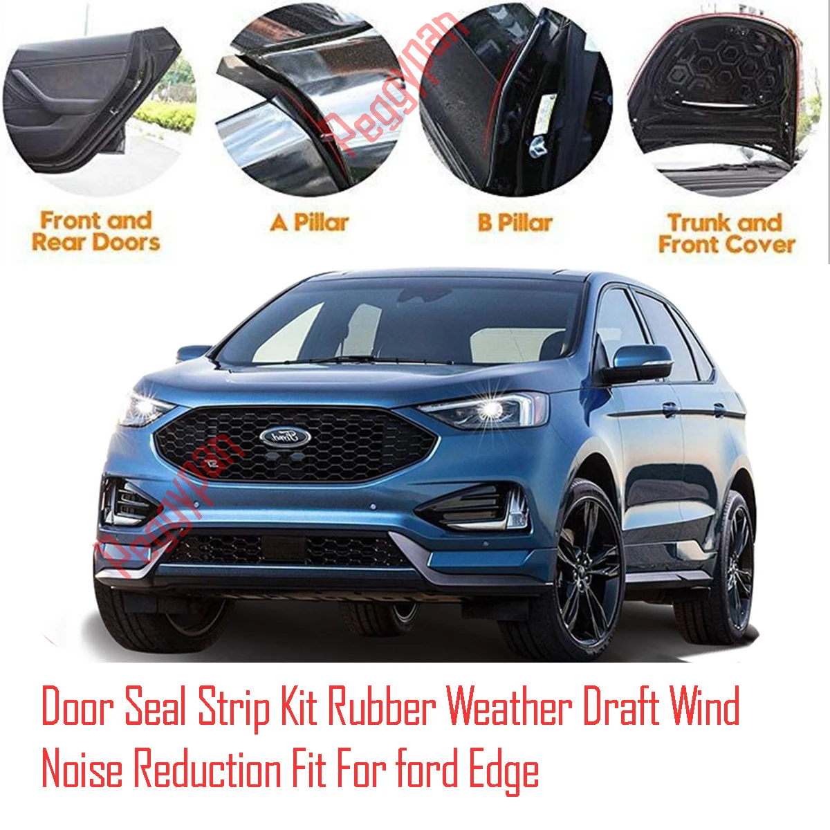 Door Seal Strip Kit Self Adhesive Window Engine Cover Soundproof Rubber Weather Draft Wind Noise Reduction Fit For Ford Edge carbon fiber car gear shift panel cover electronic window control trims for nissan 350z 2003 2004 2005 2006 interior accessories